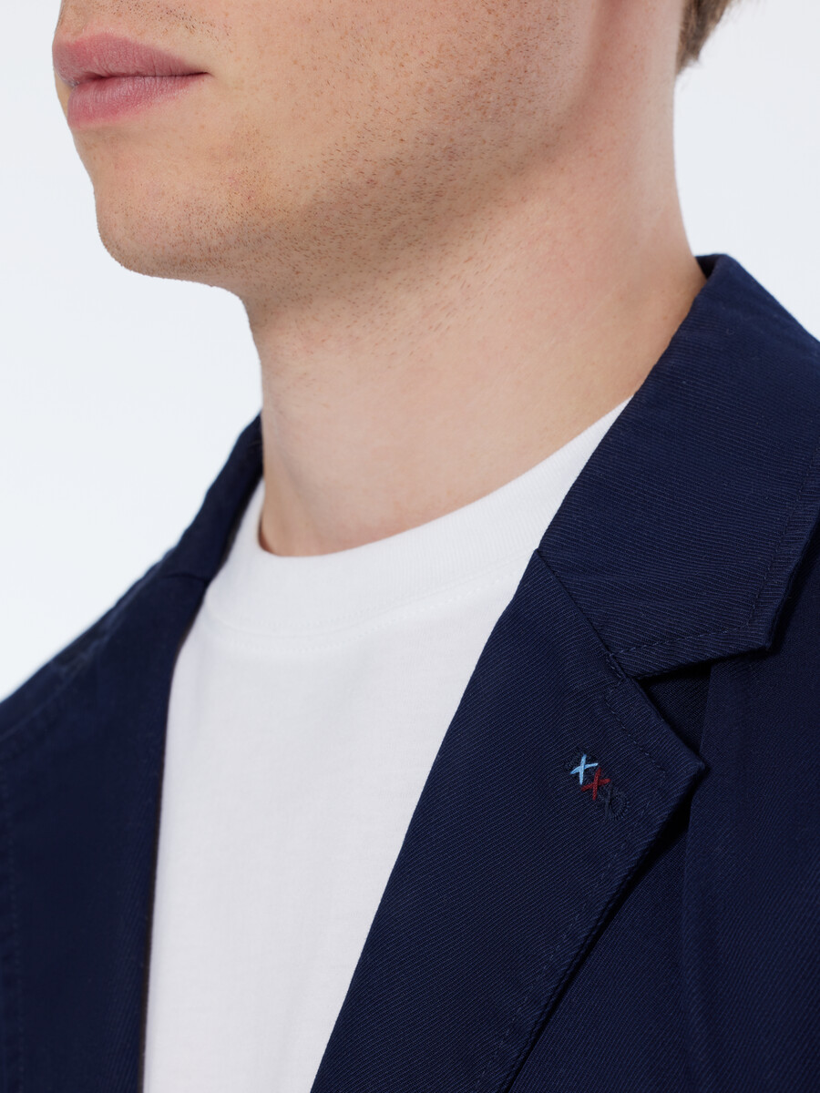 relaxed fit unconstructed cotton twill blazer