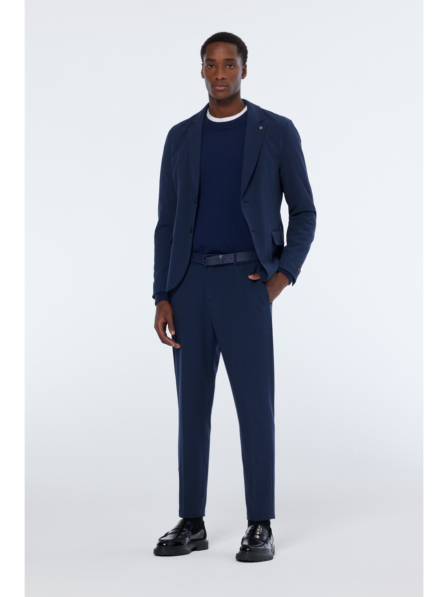 single-breasted seersucker check relaxed fit blazer