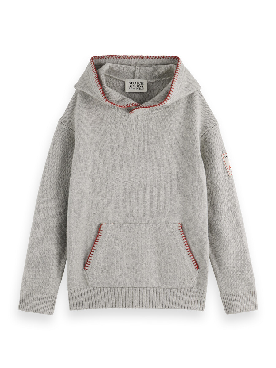 boys relaxed-fit embroidered knitted hoodie