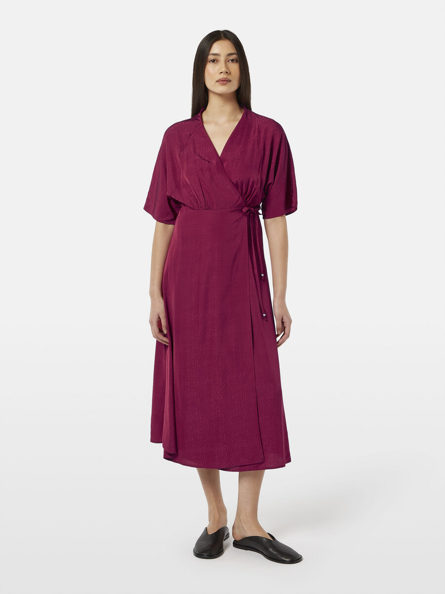 jacquard midi wrap dress