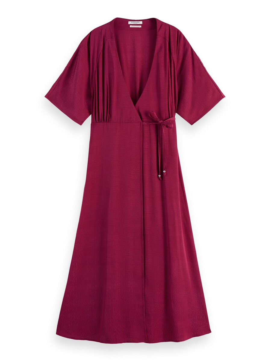 jacquard midi wrap dress