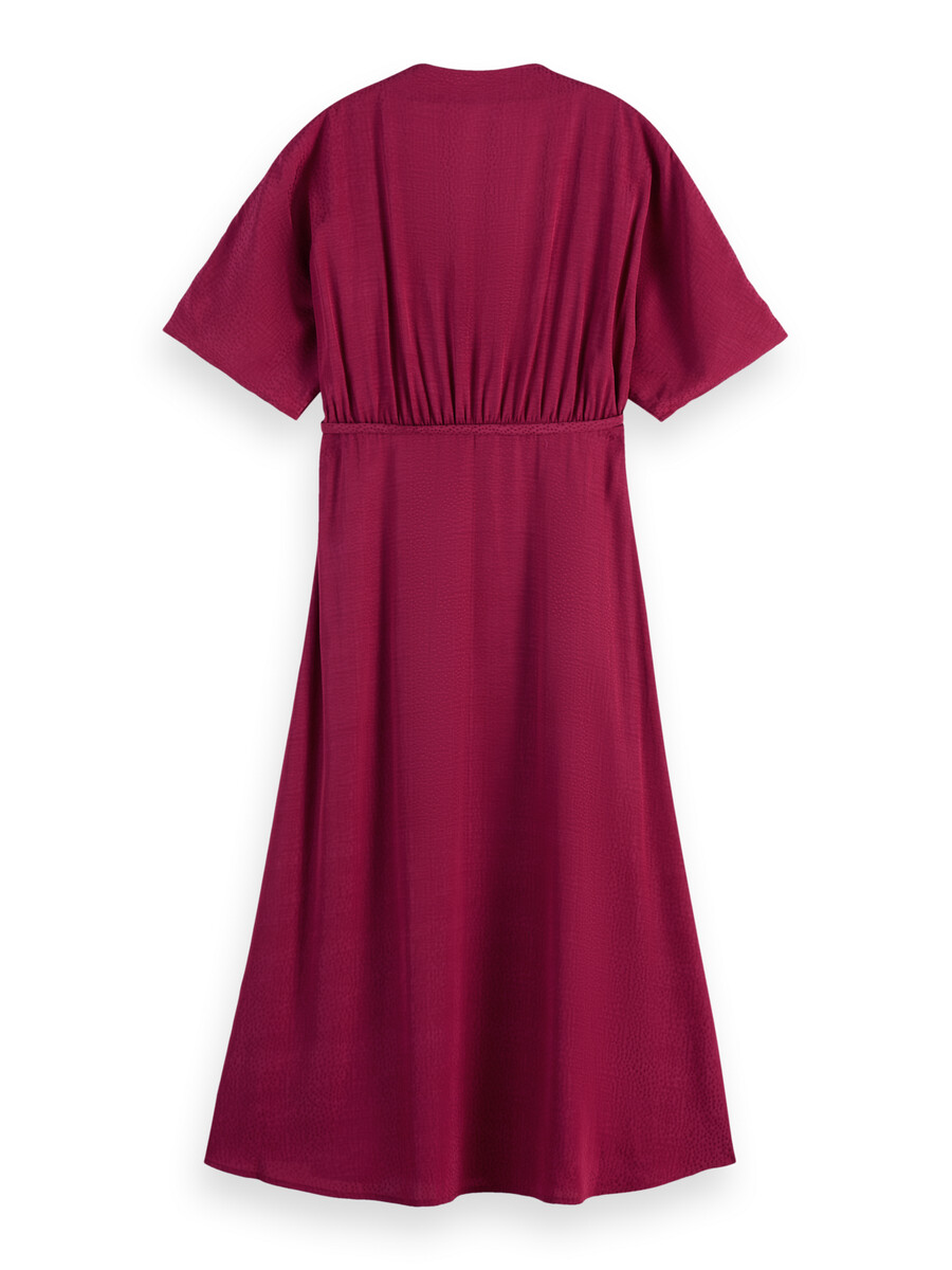 jacquard midi wrap dress