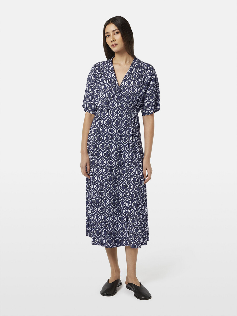 jacquard midi wrap dress