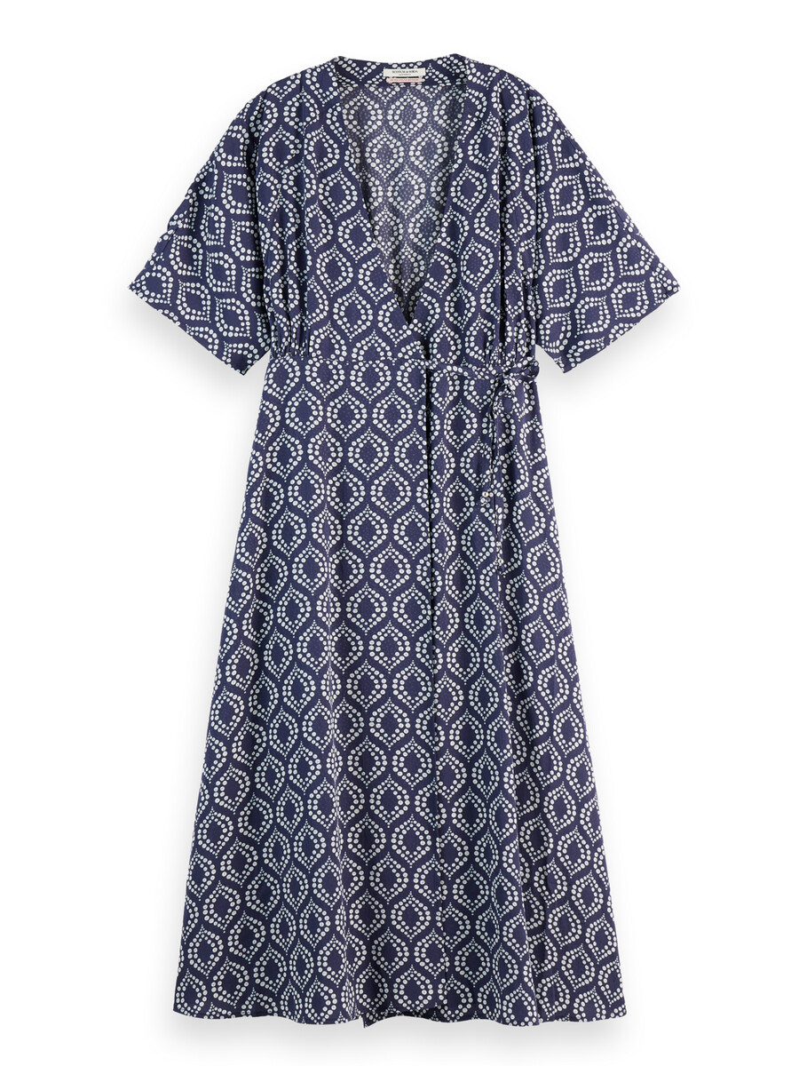 jacquard midi wrap dress