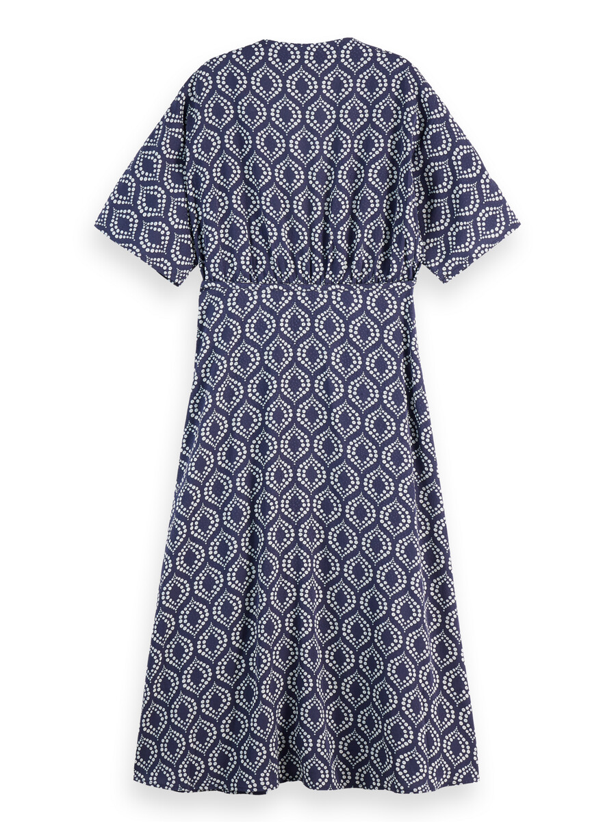 jacquard midi wrap dress