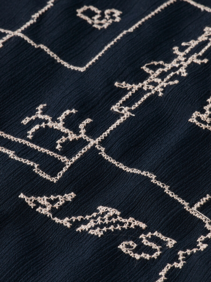 cross-stitch embroidered midi dress