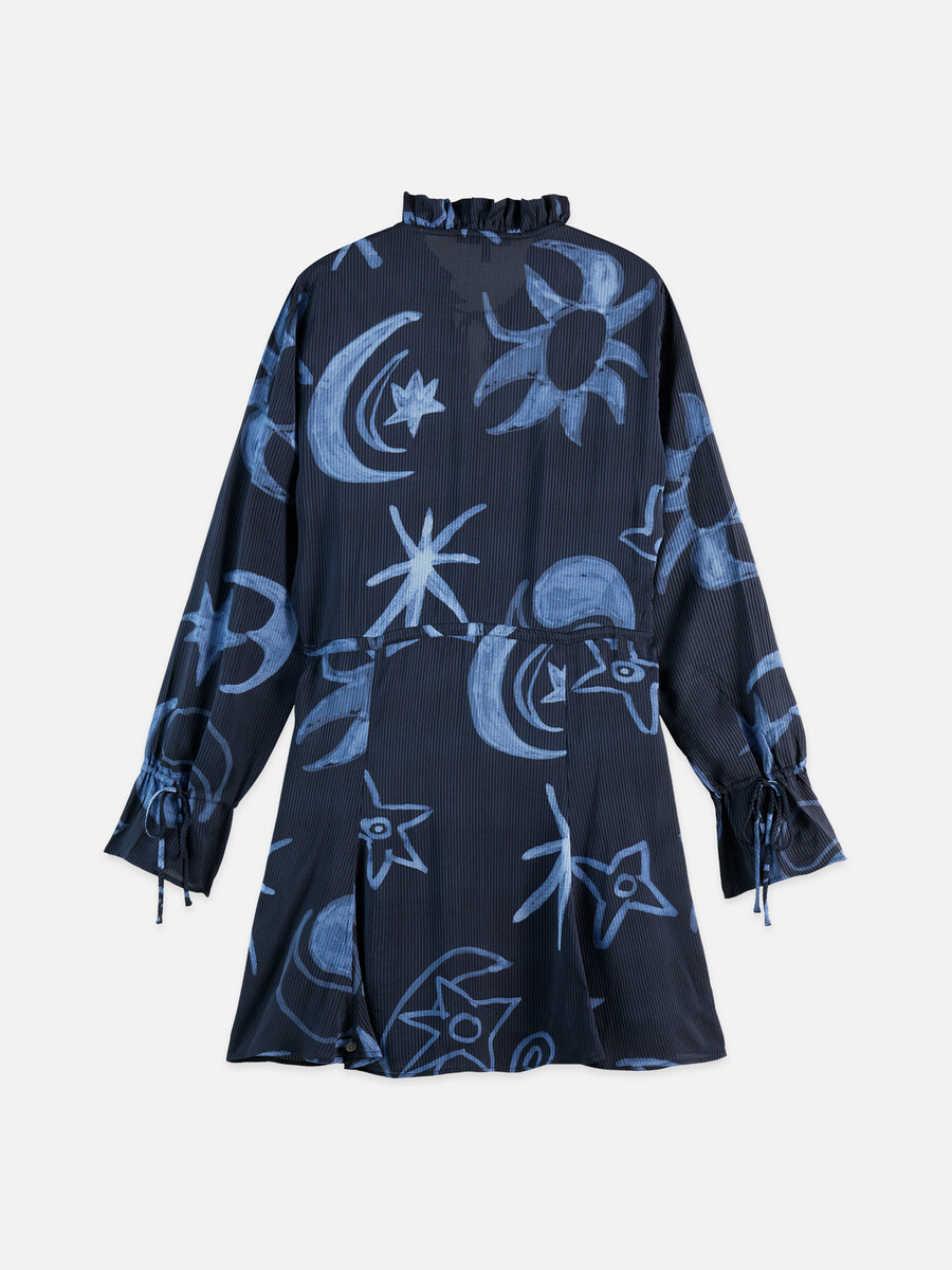 printed long sleeve mini dress