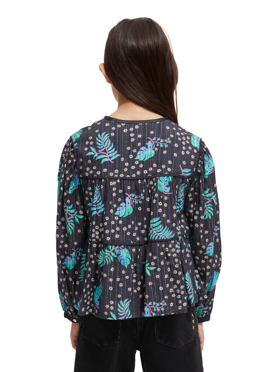 girls all-over printed satin binding top