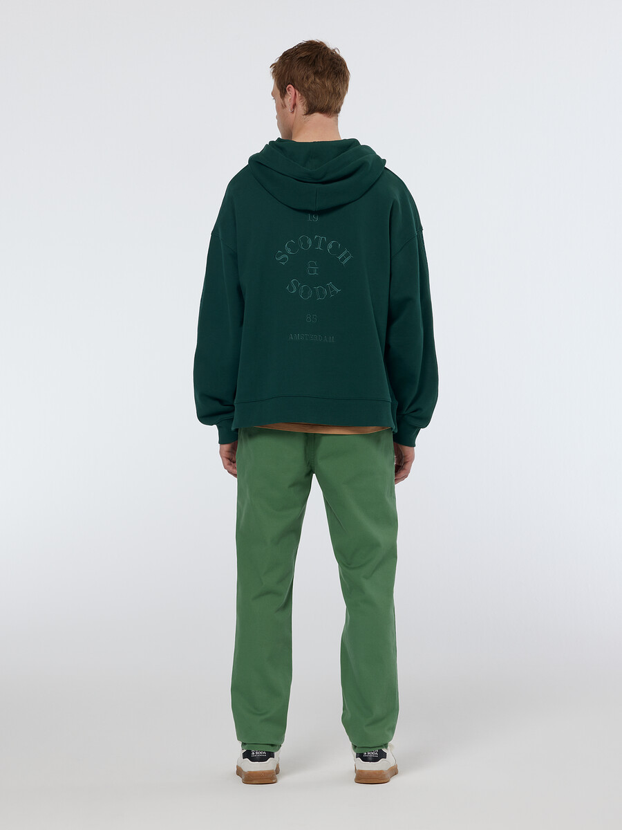 rib insert half-zip loose fit artwork hoodie