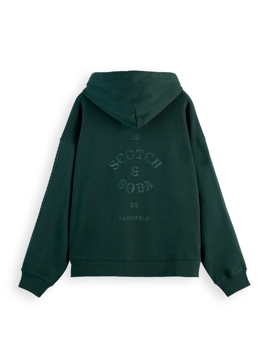 rib insert half-zip loose fit artwork hoodie