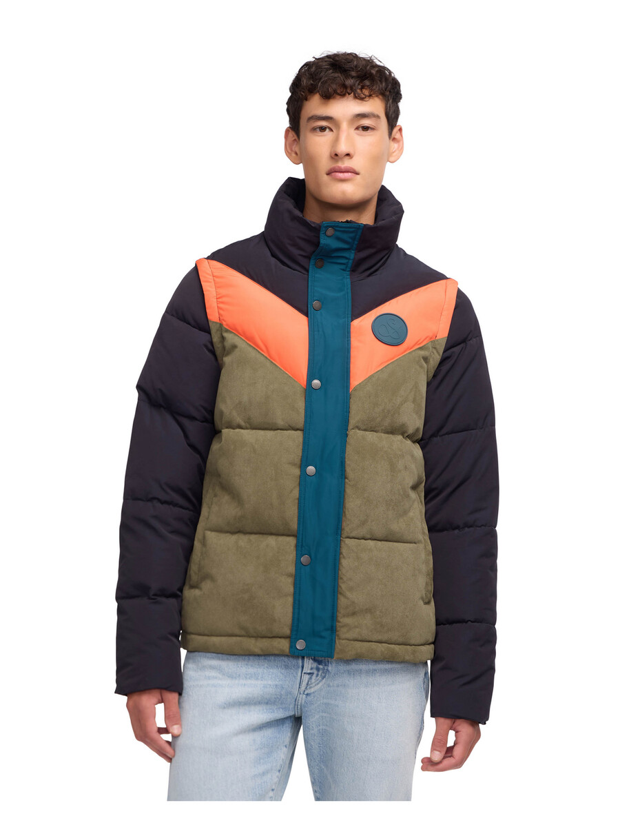 nelleke mixed media puffer with removable sleeves