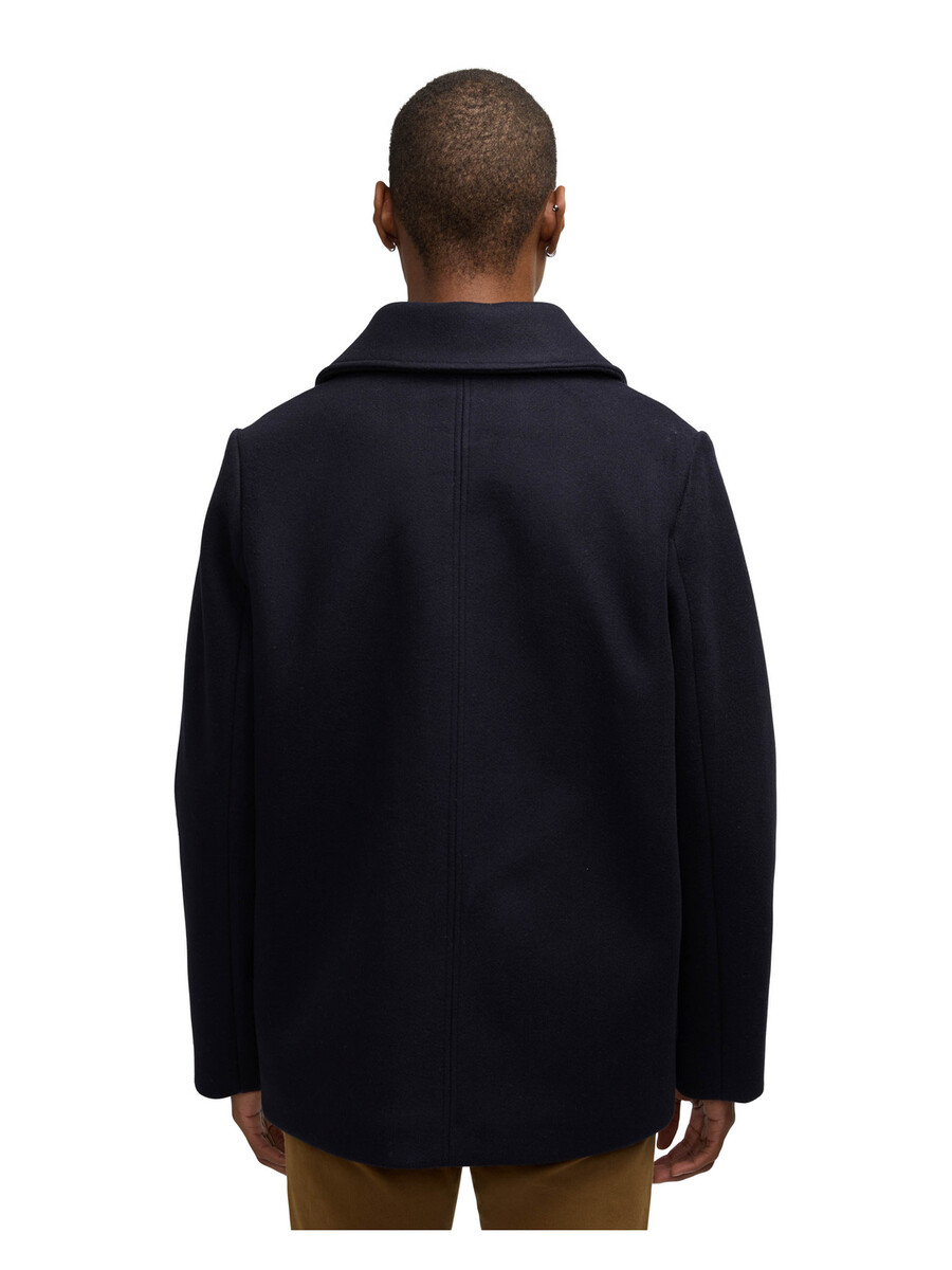 izak peacoat with contrast detail and removable collar