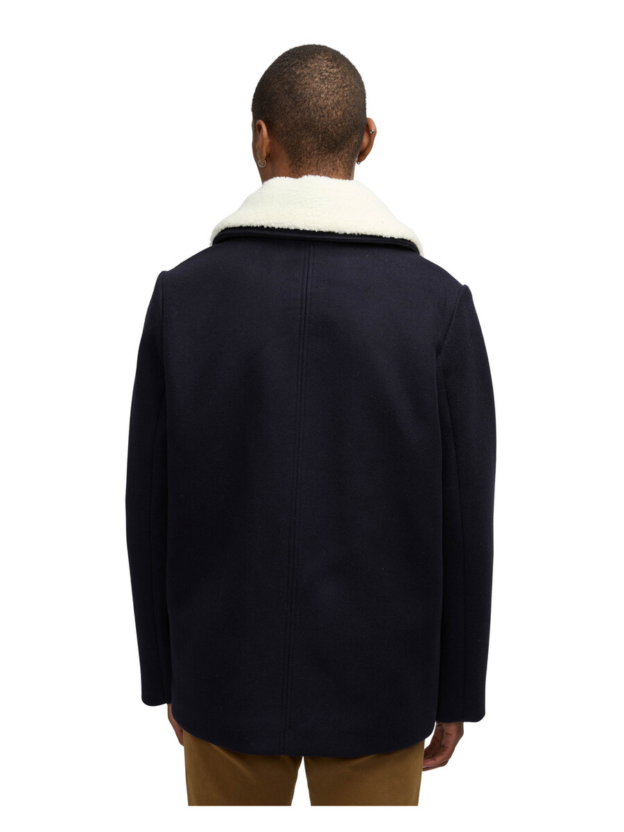 izak peacoat with contrast detail and removable collar