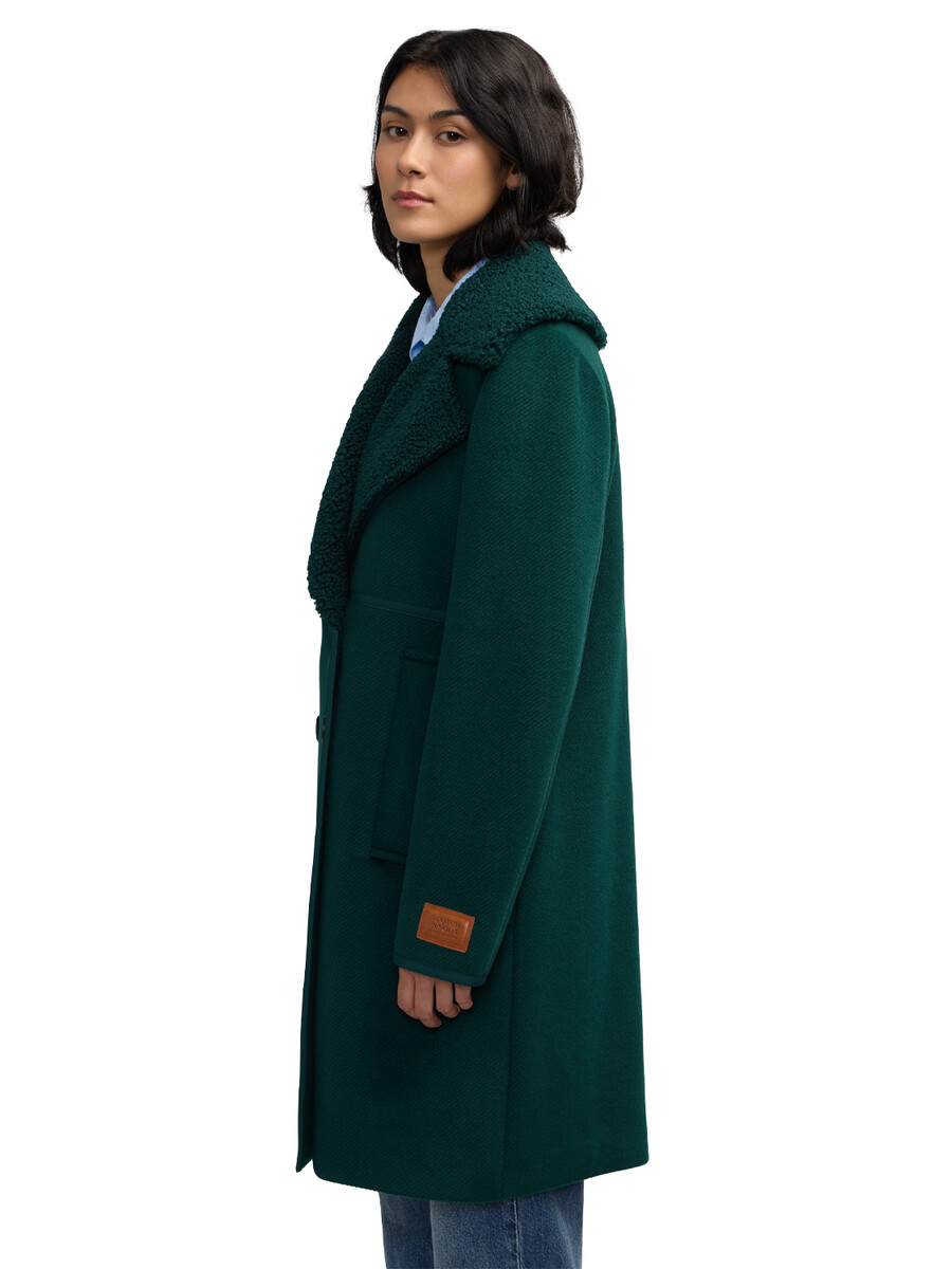 runa double face sherpa collar double breasted peacoat