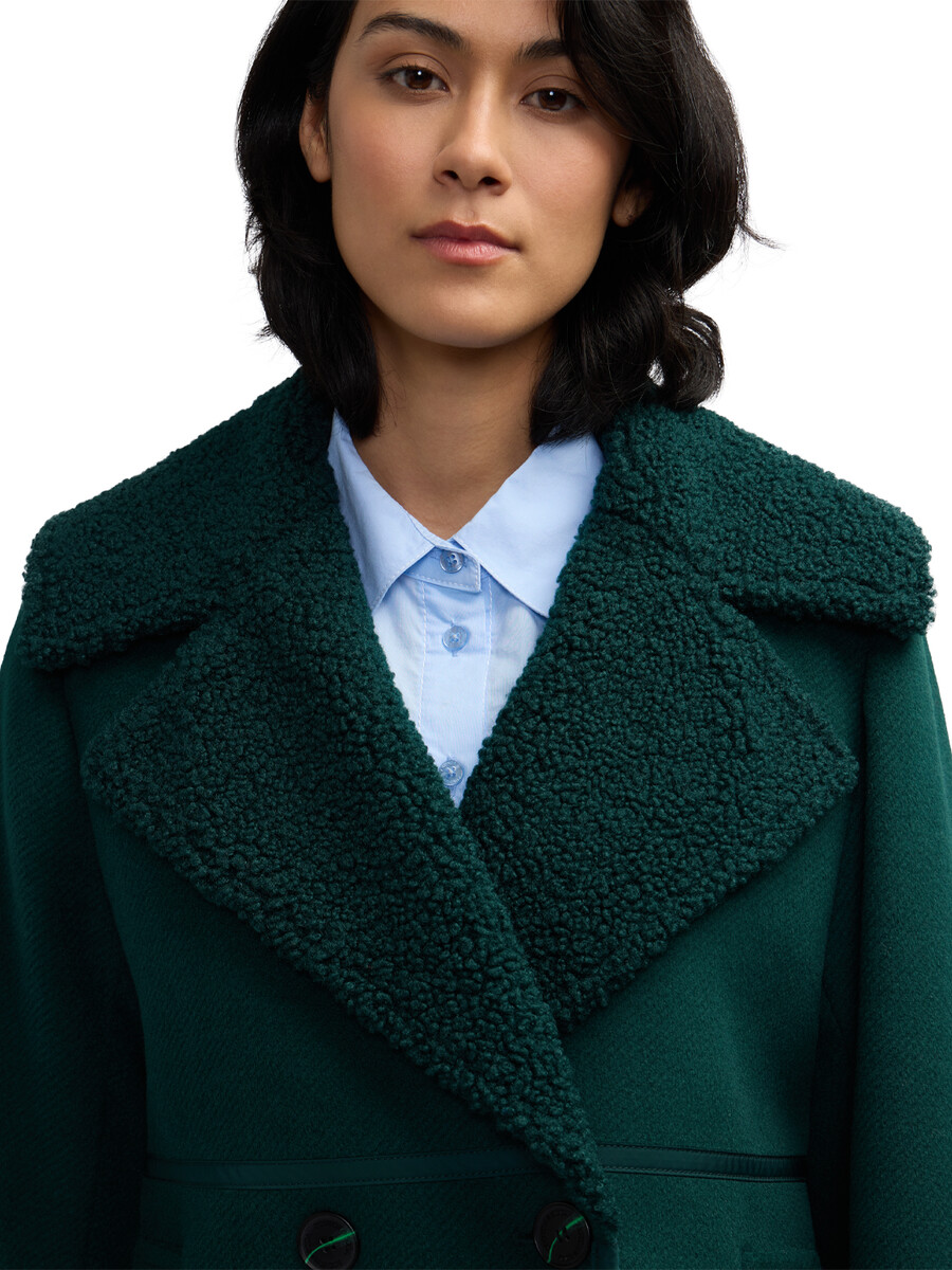 runa double face sherpa collar double breasted peacoat