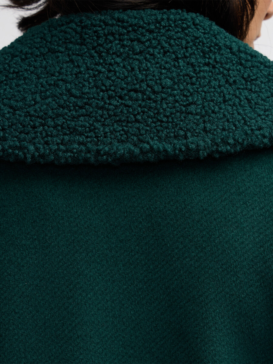 runa double face sherpa collar double breasted peacoat