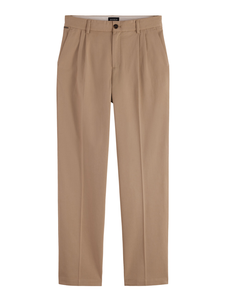pleated cottonlyocell twill relaxed straight fit chino