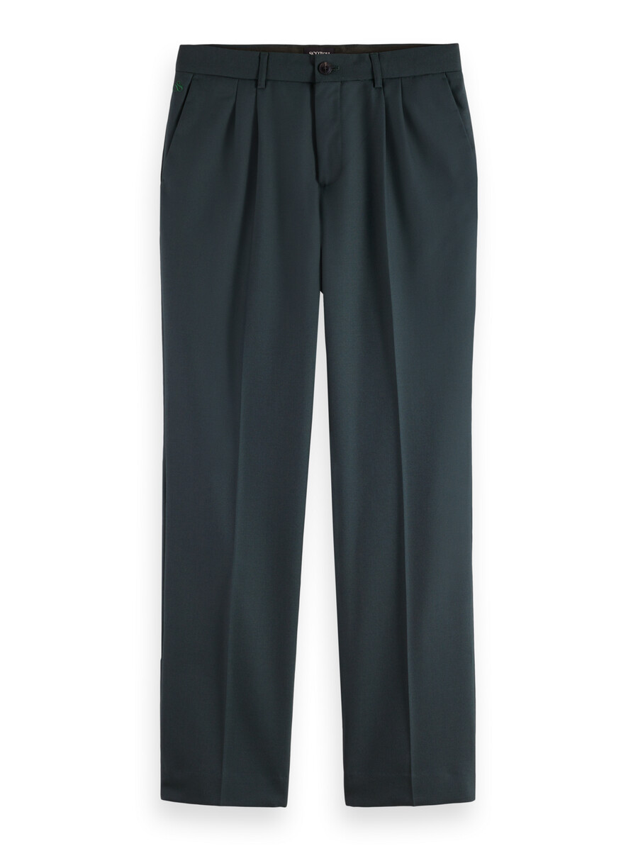 relaxed straight fit pleated tailored chino