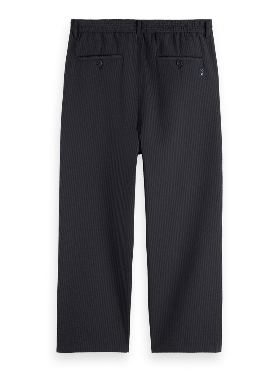 pleated relaxed straight cotton-blend seersucker jogger