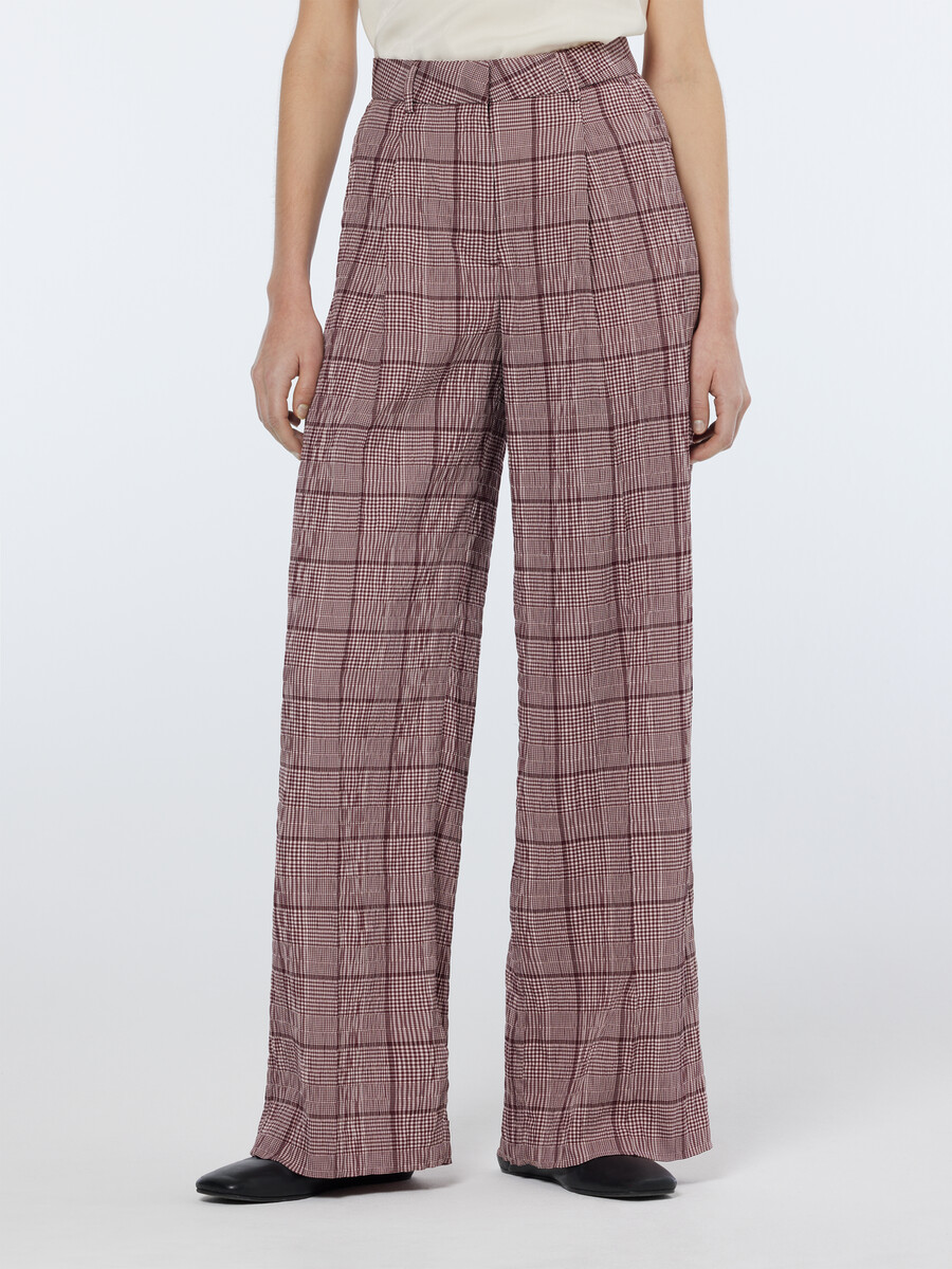 rose high-rise wide-leg prince of wales seersucker pant