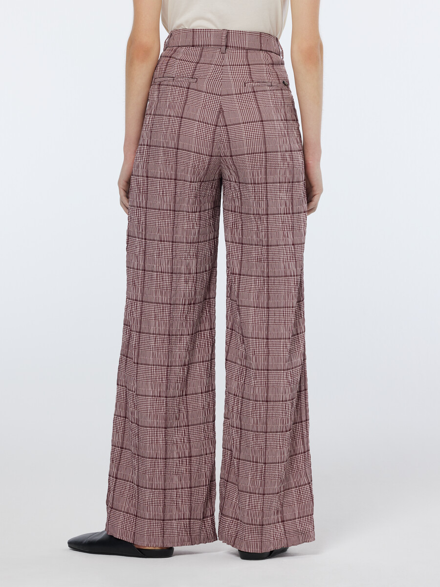 rose high-rise wide-leg prince of wales seersucker pant