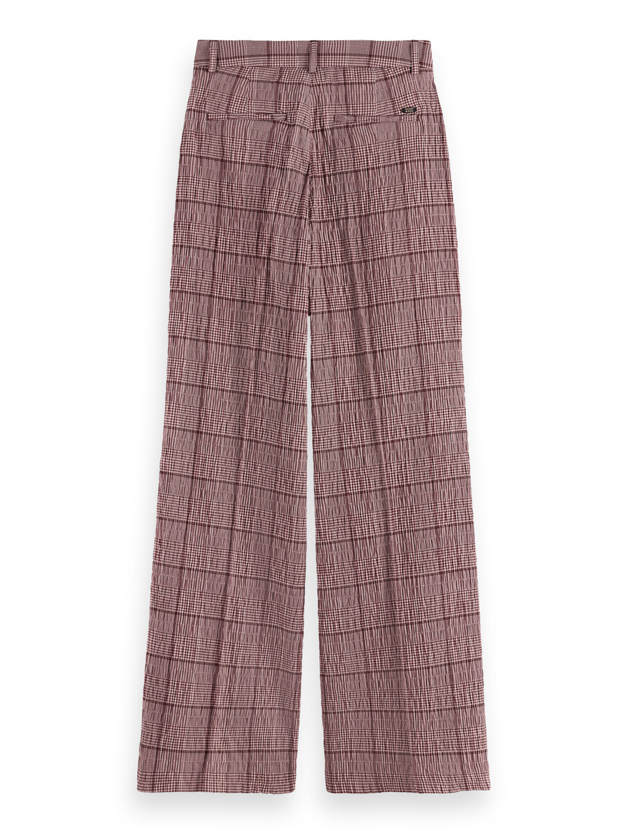 rose high-rise wide-leg prince of wales seersucker pant