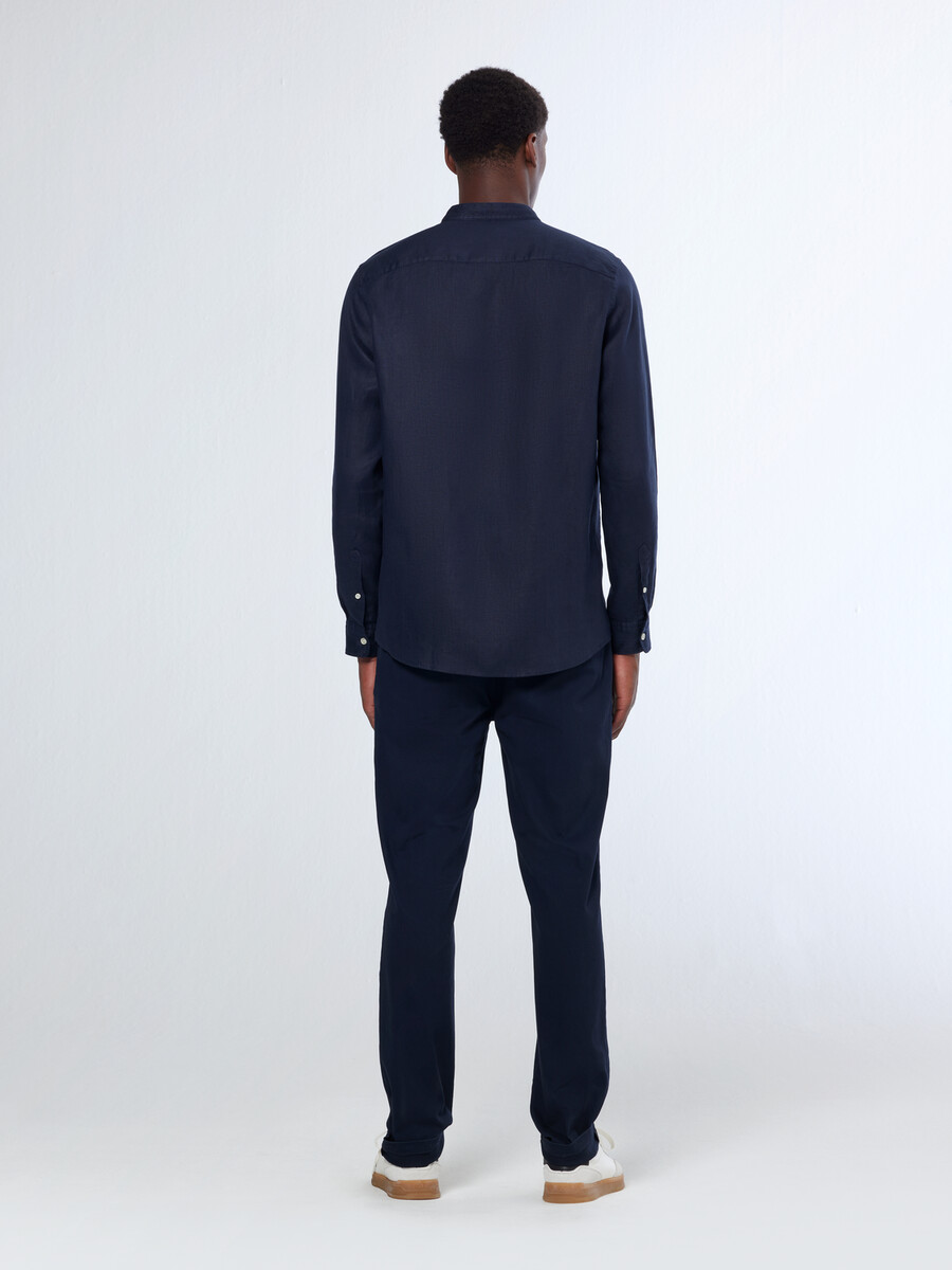 essentials — linen stand up collar shirt