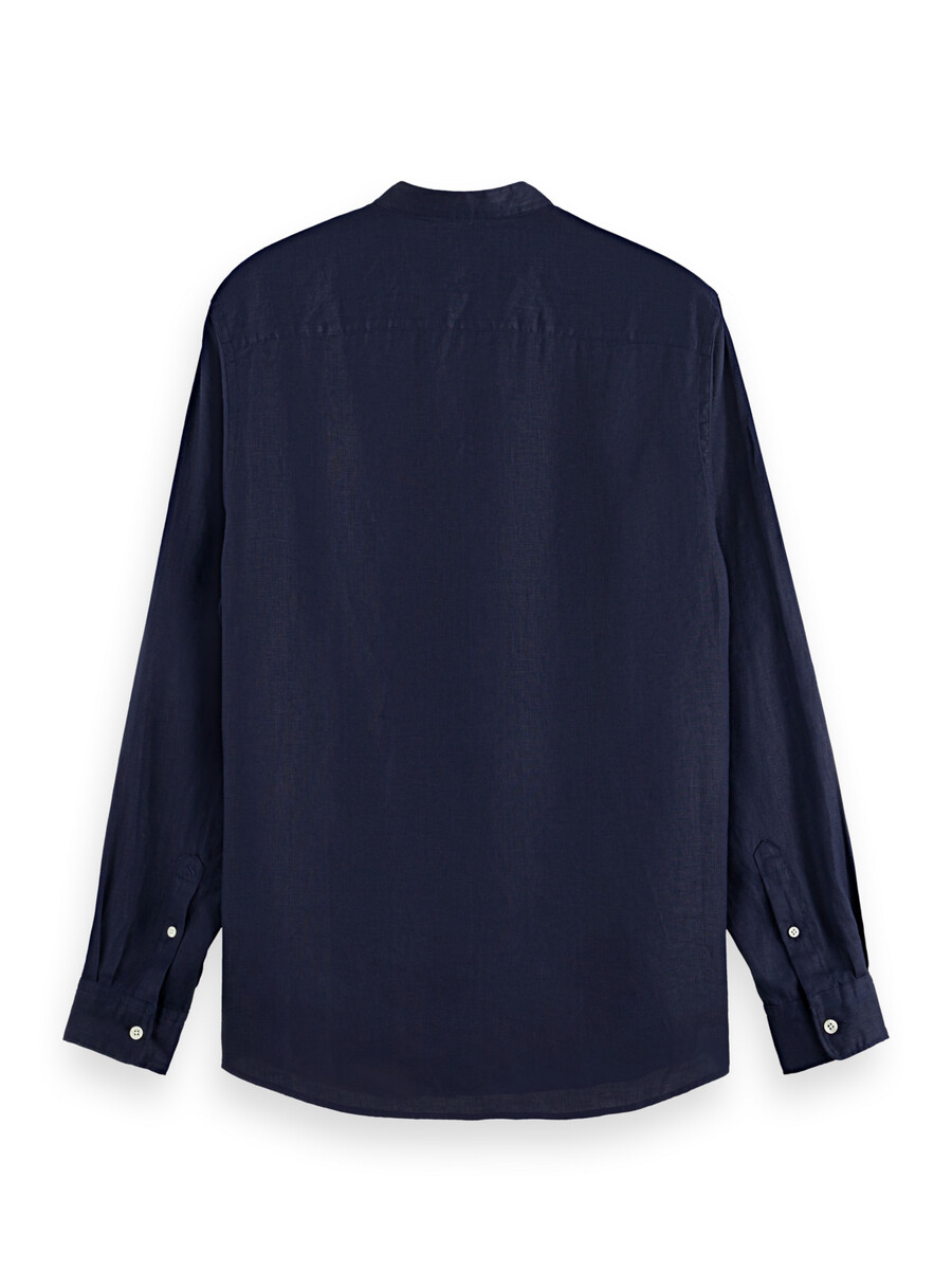 essentials — linen stand up collar shirt