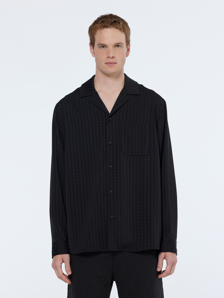 jacquard relaxed fit sateen shirt