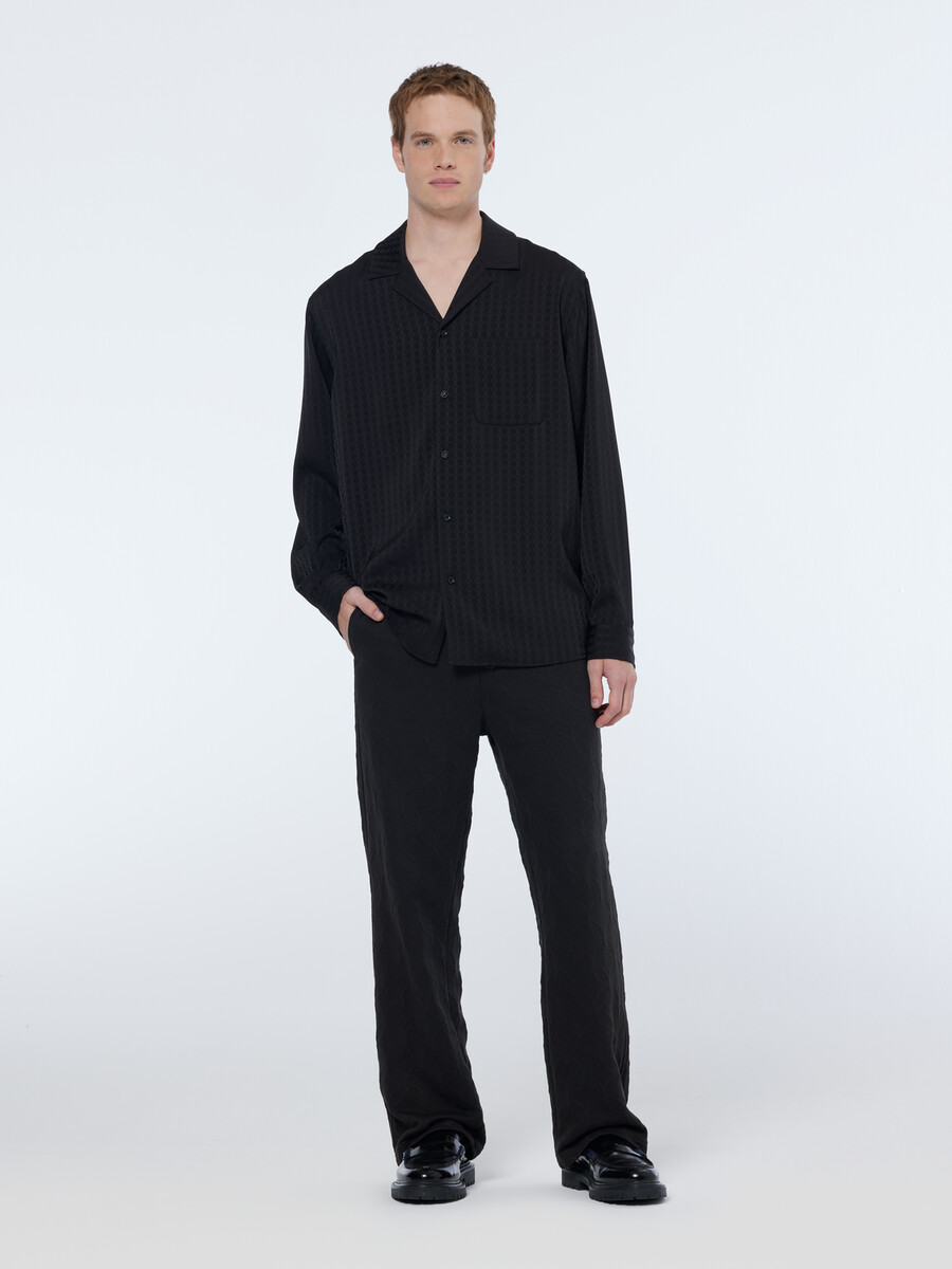 jacquard relaxed fit sateen shirt