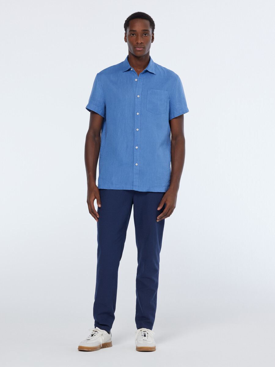 regular fit short sleeve linen shirt