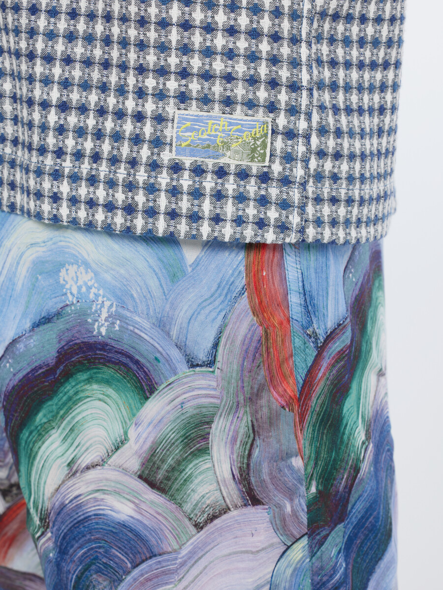 jacquard relaxed fit short sleeve shirt