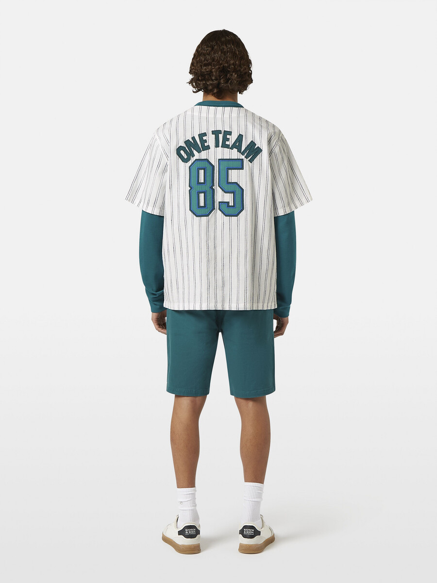 relaxed-fit baseball short sleeve shirt
