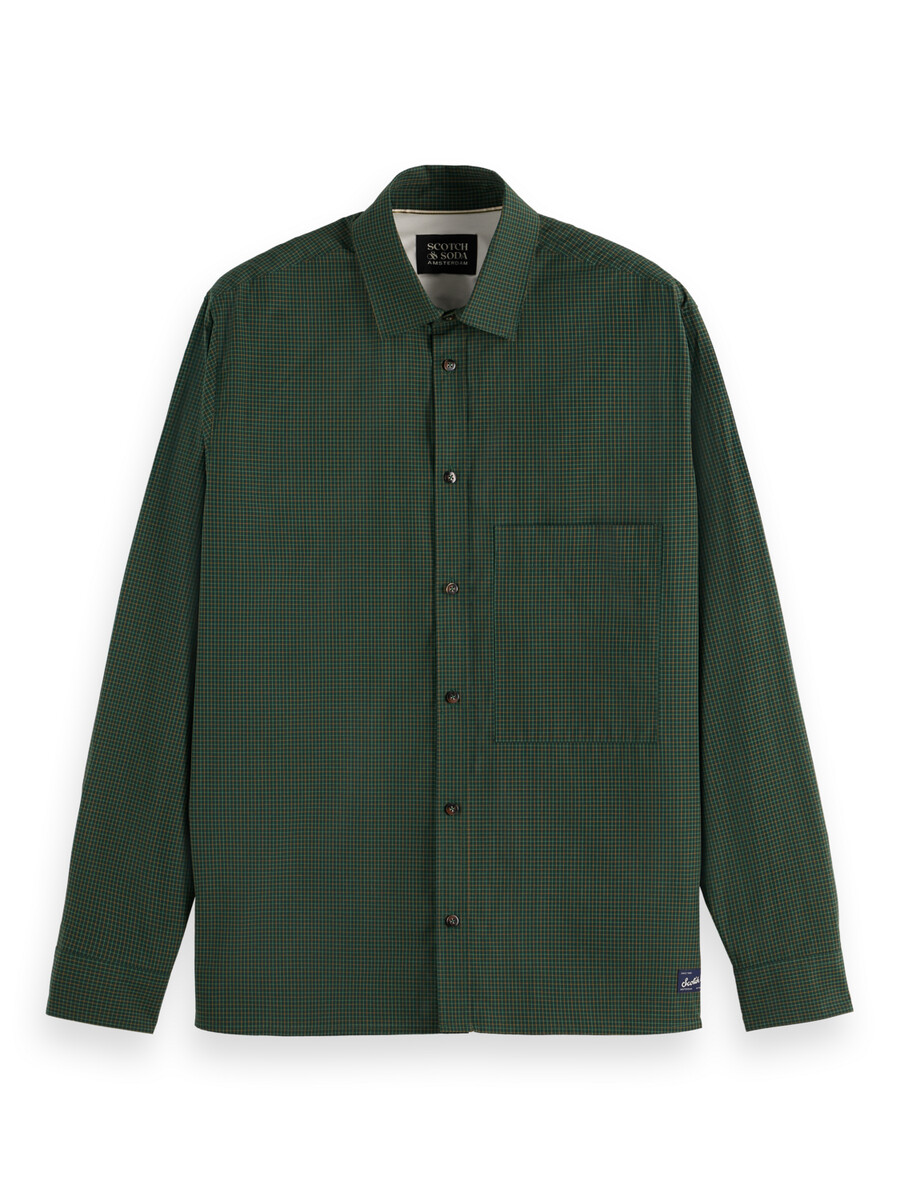 relaxed fit yarn-dyed micro-check shirt