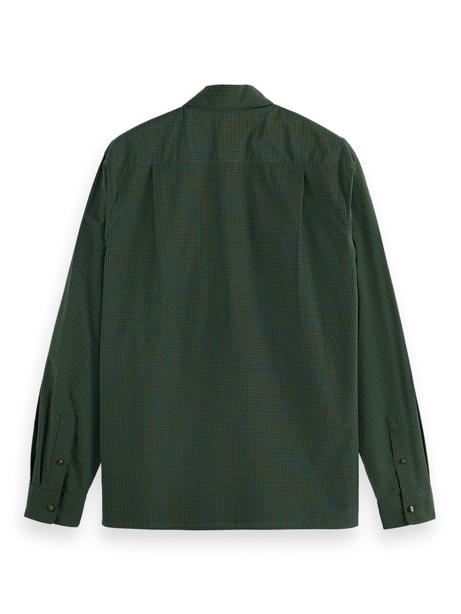 relaxed fit yarn-dyed micro-check shirt