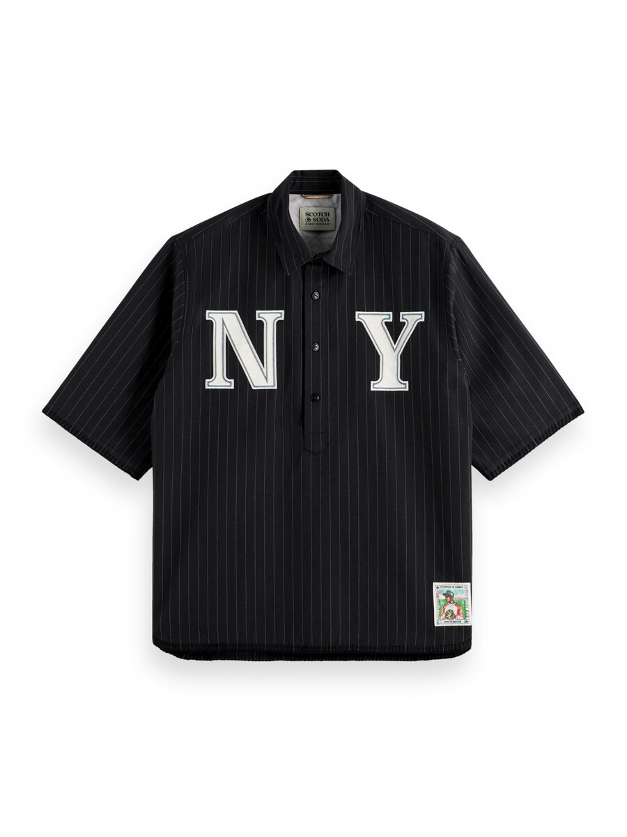 pinstripe tailored baseball shirt
