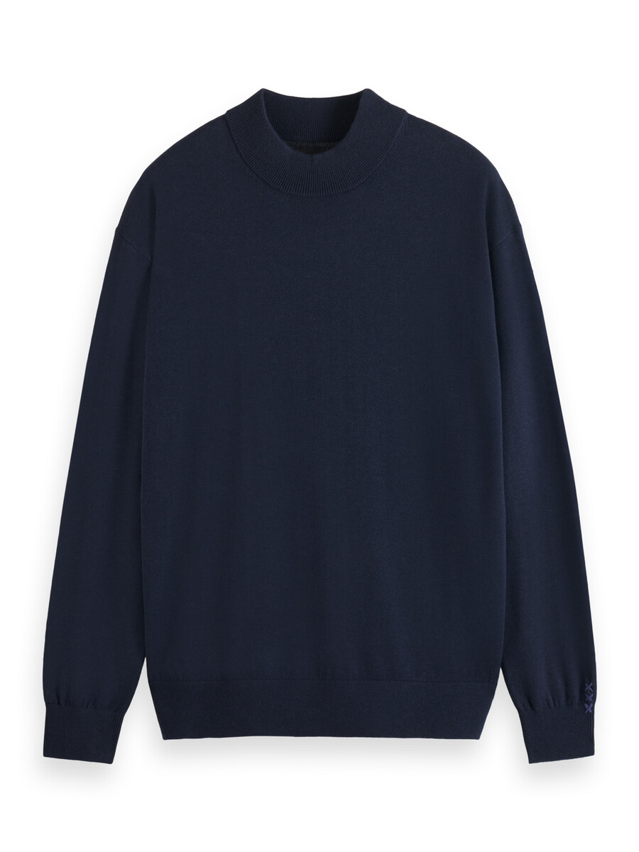 essentials — drop shoulder mock neck pullover