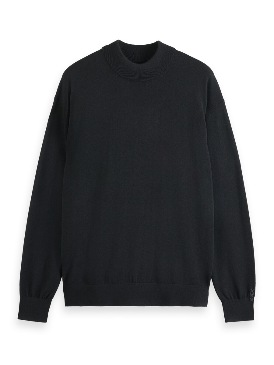 essentials — drop shoulder mock neck pullover