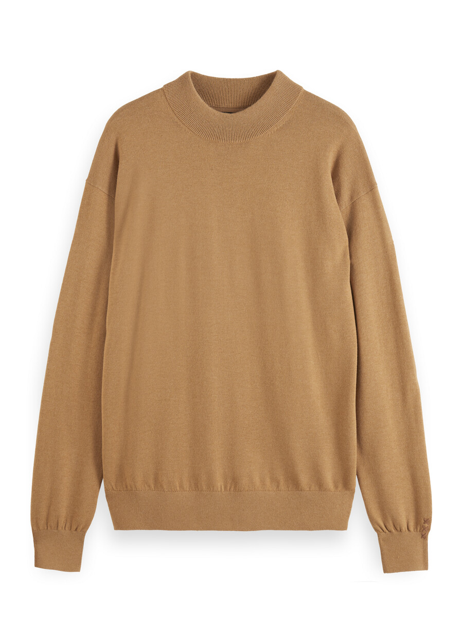 essentials — dropped shoulder mock neck pullover