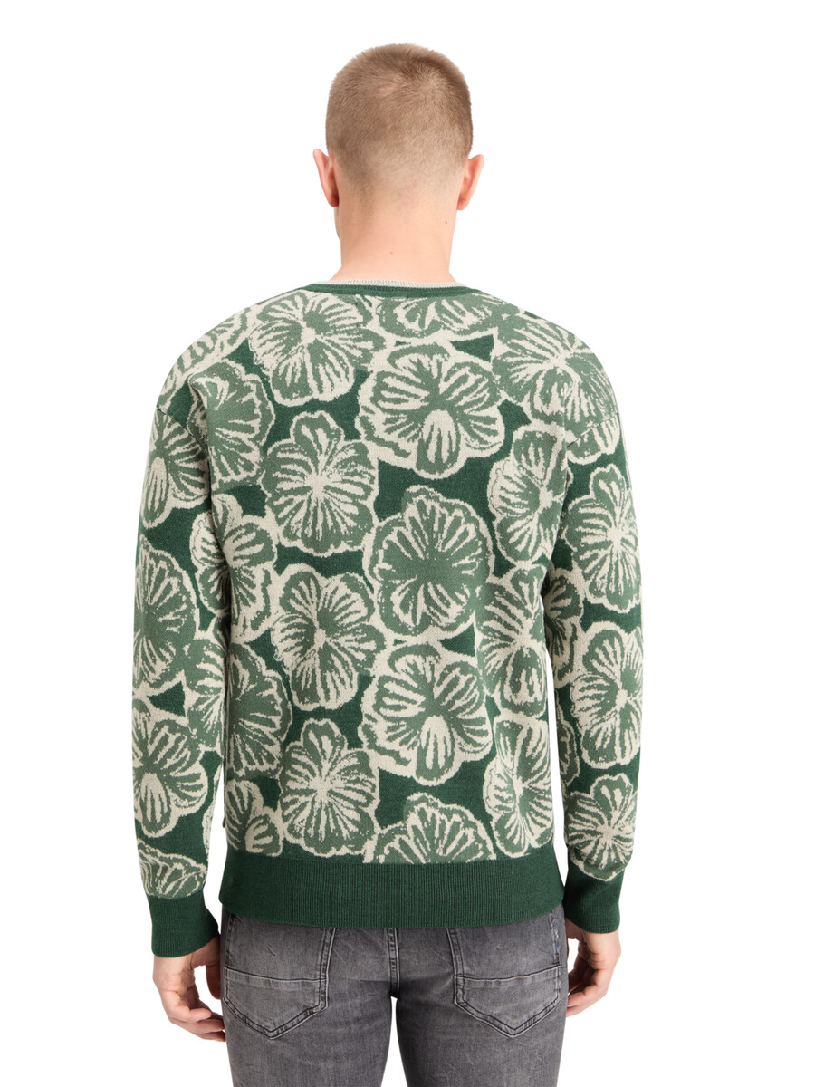 drop shoulder jacquard sweater