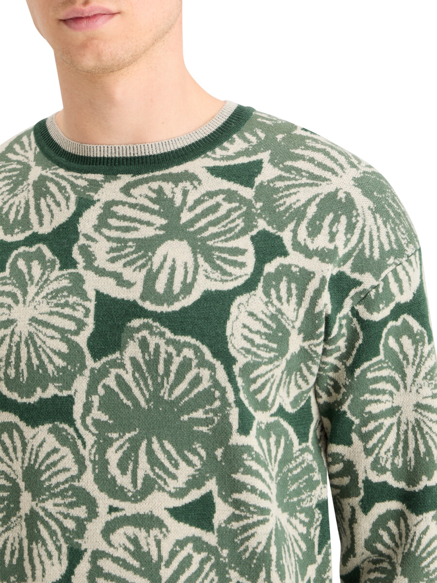 drop shoulder jacquard sweater