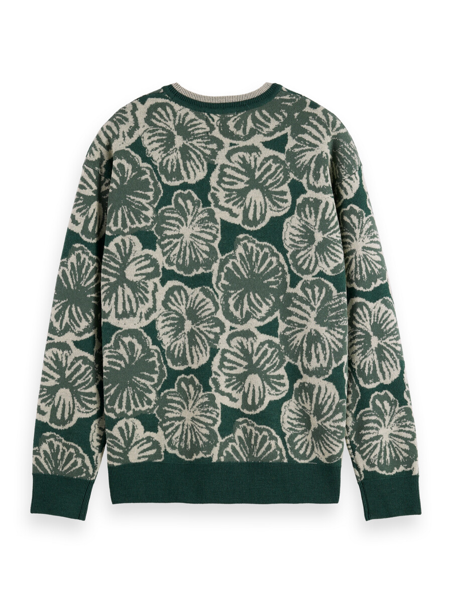 drop shoulder jacquard sweater