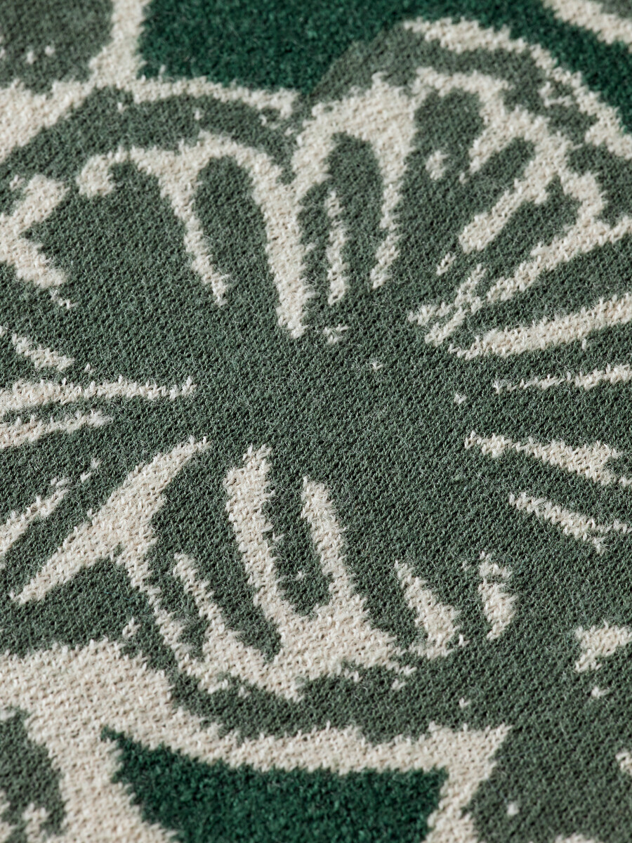 drop shoulder jacquard sweater