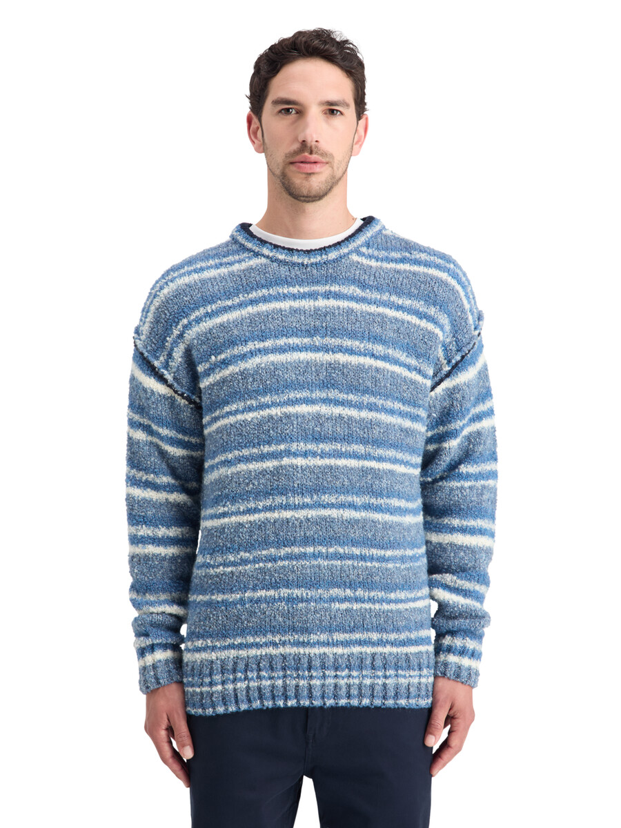 drop shoulder boucle sweater