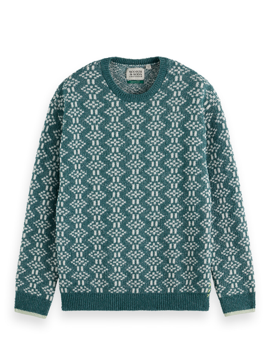 jacquard extra drop shoulder crewneck