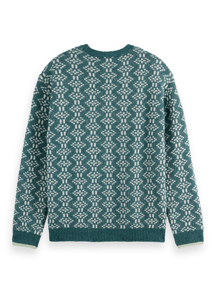 jacquard extra drop shoulder crewneck