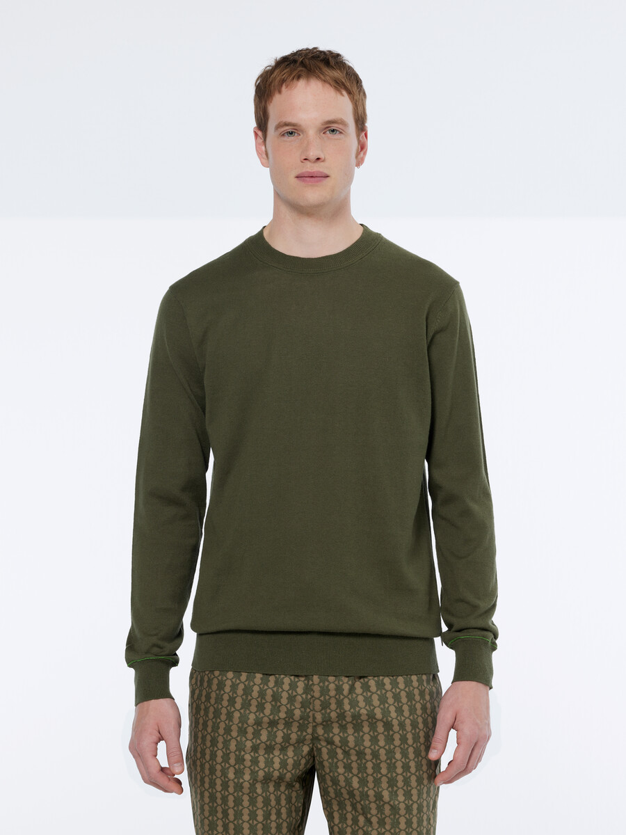 linen-blend regular fit crewneck pullover