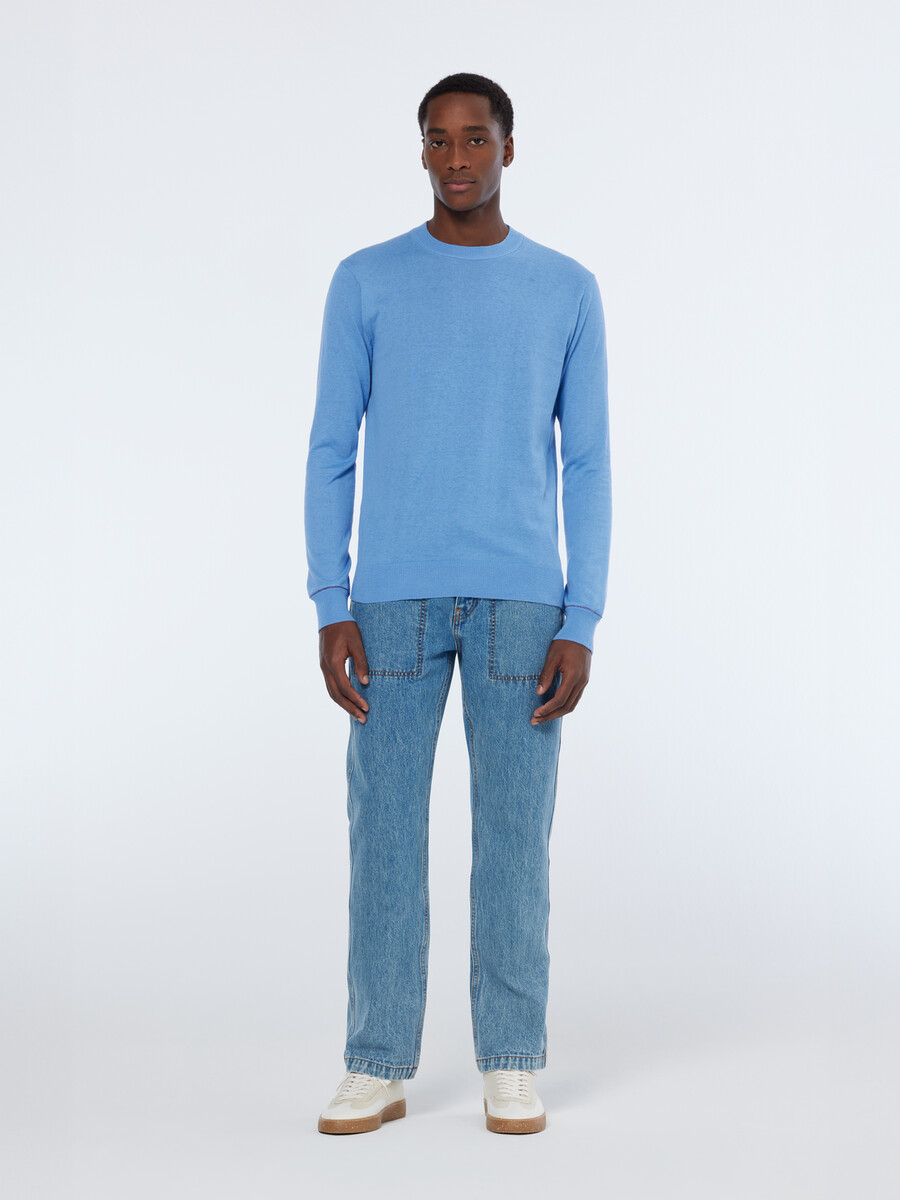 linen-blend regular fit crewneck pullover