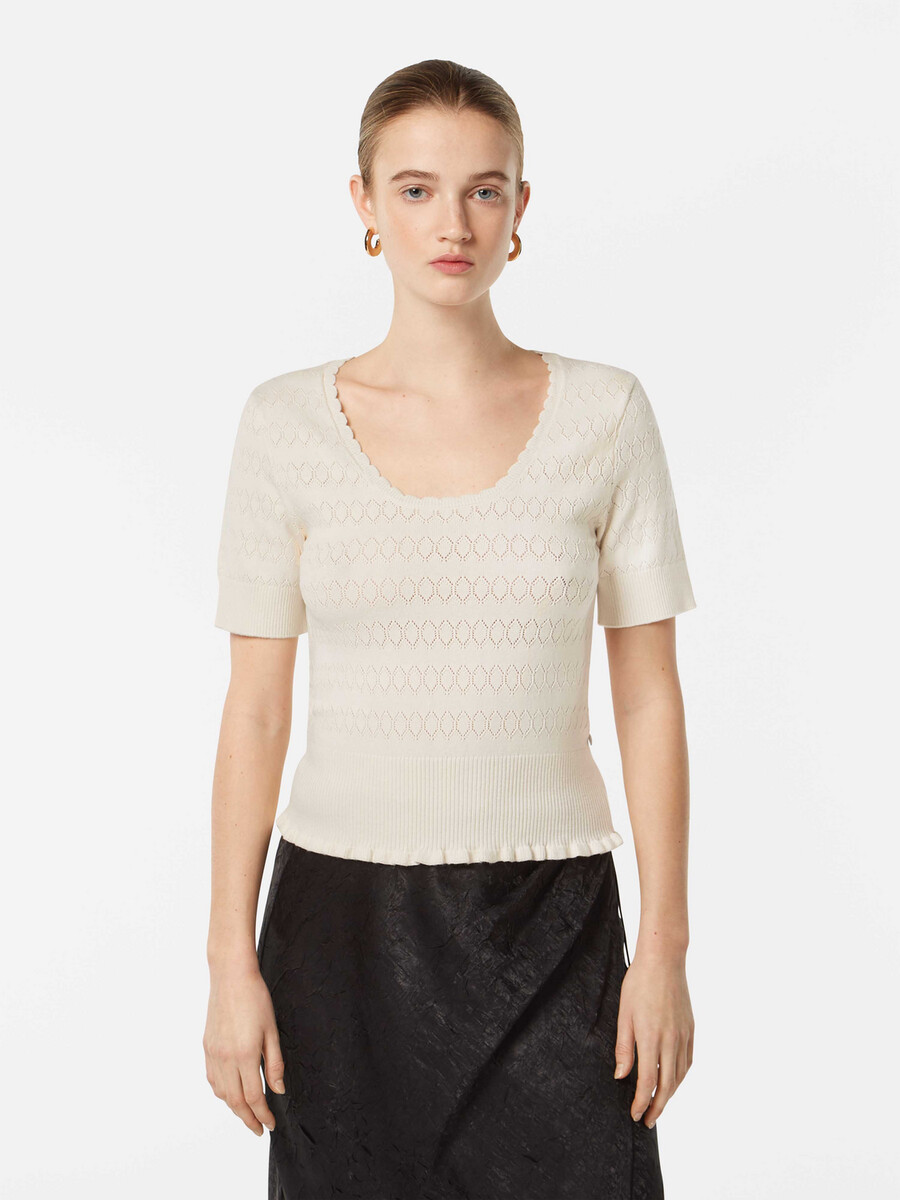 pointelle stitch knit top