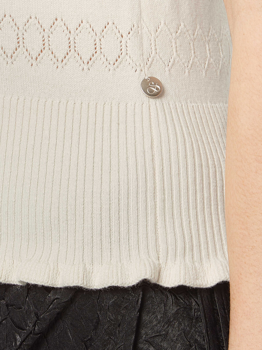pointelle stitch knit top